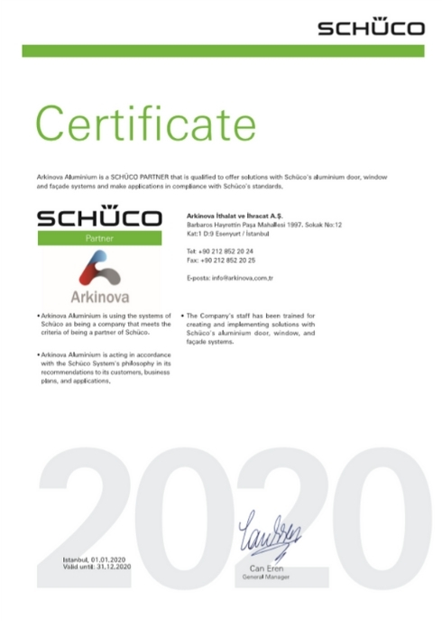 Arkinova sertifika EN 2020
