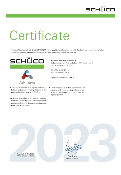 Arkinova sertifika EN 2023