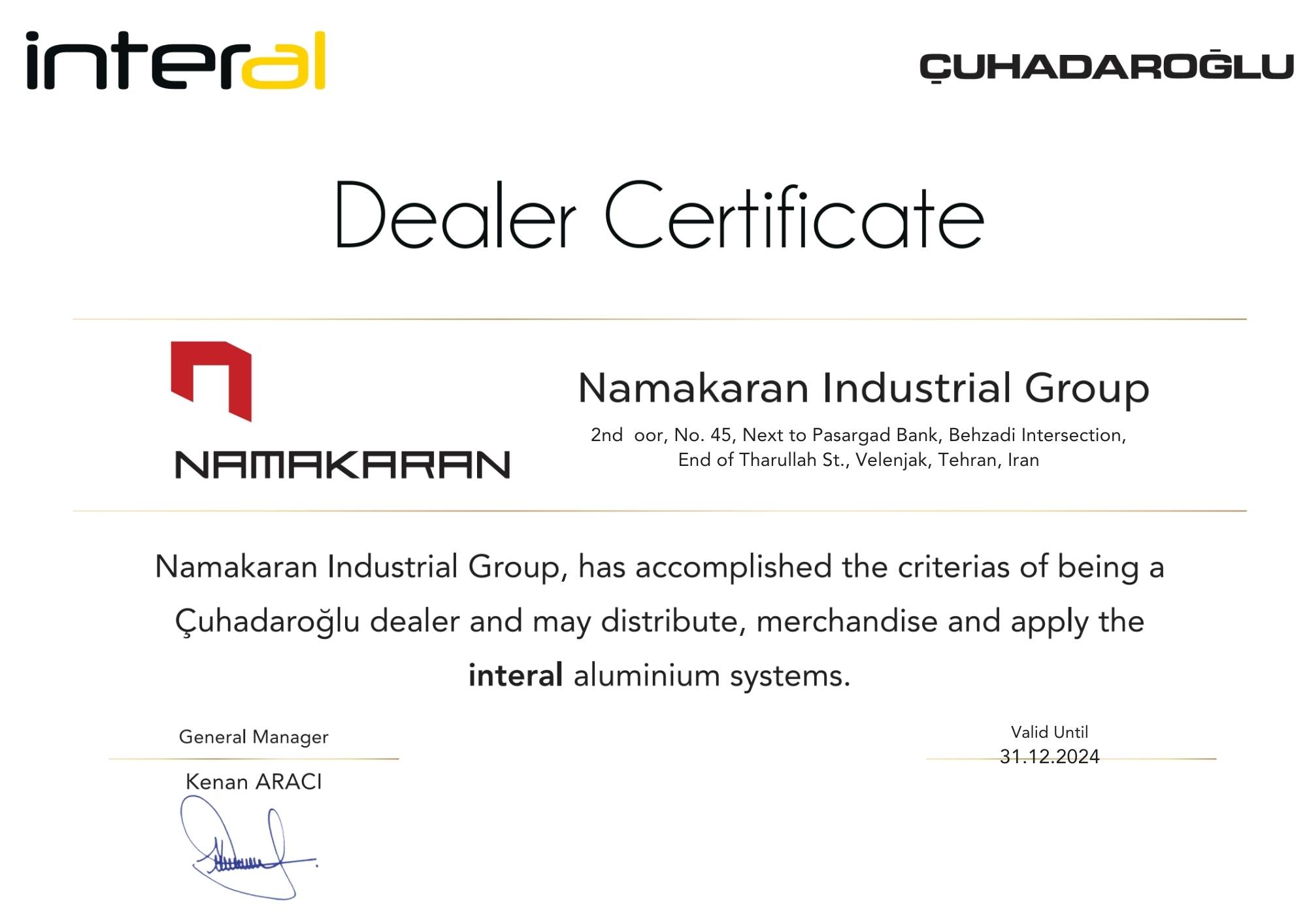 Namakaran Dealer Certificate