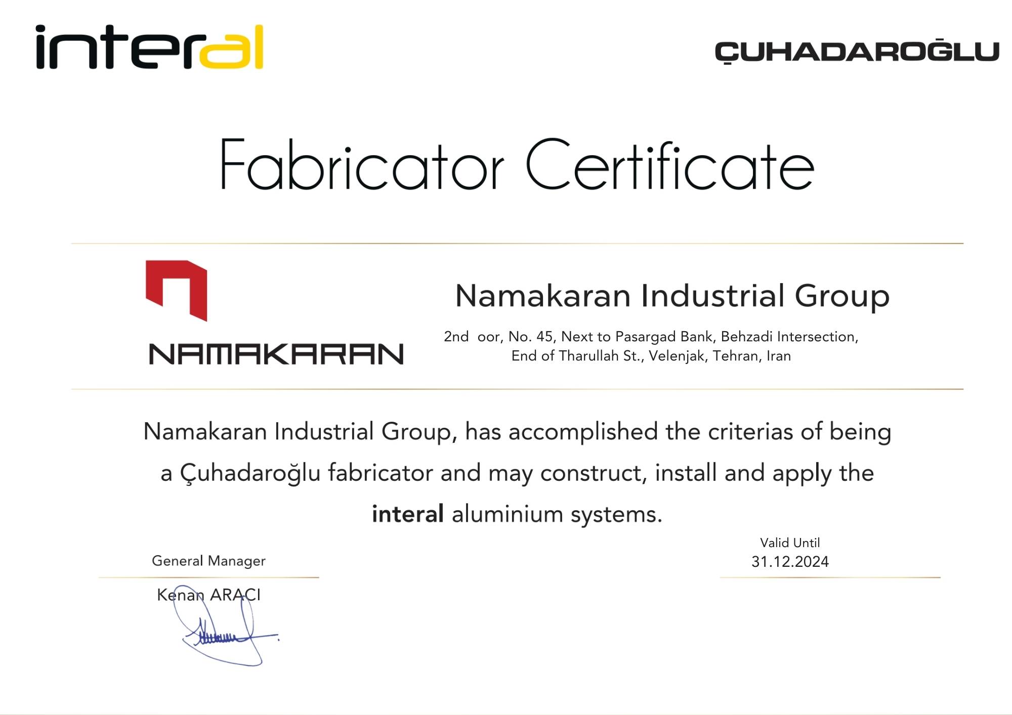 Namakaran Fabricator Certificate 2