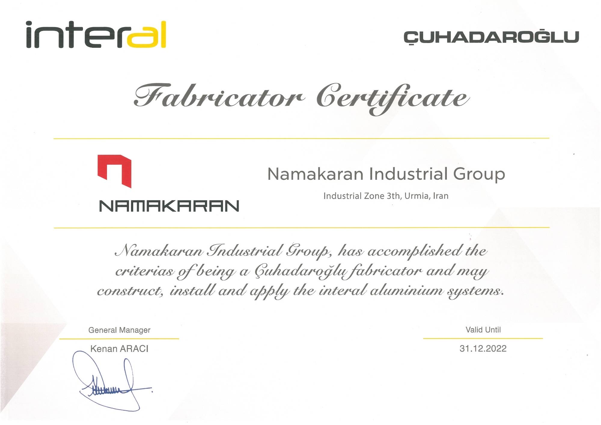Namakaran Fabricator Certificate 3