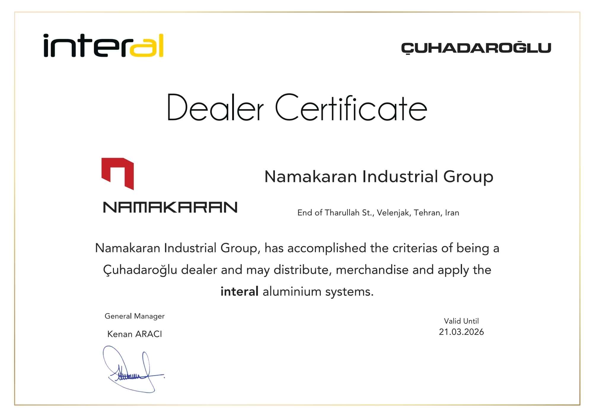 Namakaran Dealer Certificate